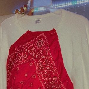 Red Bandanna cropped hoodie